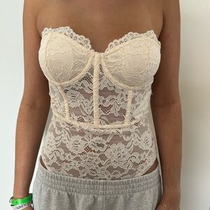 Cream Lace corset bodysuit